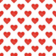 I Love You Hearts Red Pattern with White Background