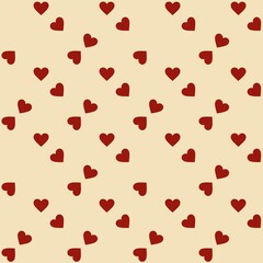 Small Hearts Red Pattern with Light Yellow Accents Background