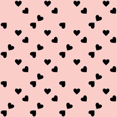 Small Hearts Black with Pink Accents Background