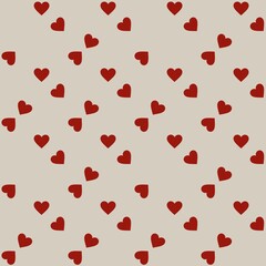Small Hearts Red with Light Beige  Background