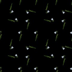 Small Snowdrops Chaotic Pattern with Black Background