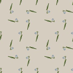 Small Snowdrops Chaotic Pattern with Light Beige Background
