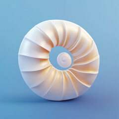 3D Nautilus Shell Icon: Marine and Spiral Shell Illustration Logo