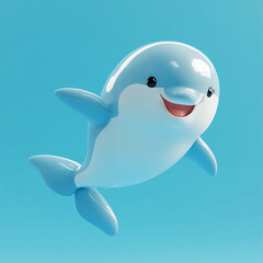 3D Playful Dolphin Icon: Marine and Friendly Mammal Illustration Logo