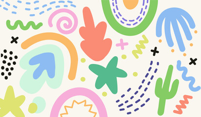 Colorful cute doodle pattern background vector design