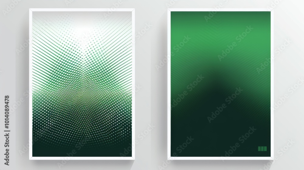Poster set of 2 frame abstract khaki green gradient poster background vector set. modern cover template wit