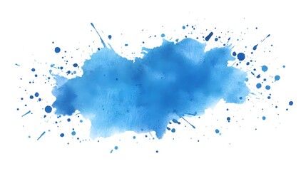 Fototapeta premium Watercolor stain with blue paint splatter, featuring a vibrant, abstract design with dynamic splatter effects