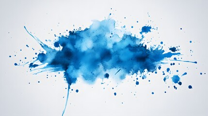 Watercolor stain with blue paint splatter, featuring a vibrant, abstract design with dynamic splatter effects