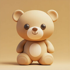 Fototapeta premium 3D Teddy Bear Icon: Classic and Cuddly Toy Illustration Logo