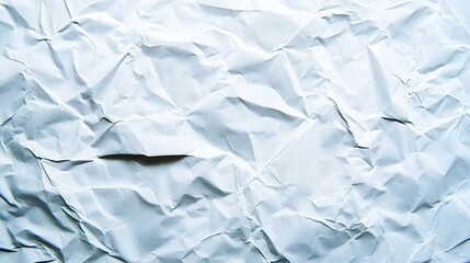 Obraz premium Wet crumpled white paper texture, showcasing a wrinkled and slightly translucent appearance with subtle water stains and creases