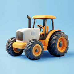 Obraz premium 3D Tractor Icon: Agricultural and Farming Equipment Illustration Logo