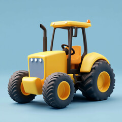 Obraz premium 3D Tractor Icon: Agricultural and Farming Equipment Illustration Logo