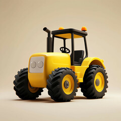 Obraz premium 3D Tractor Icon: Agricultural and Farming Equipment Illustration Logo