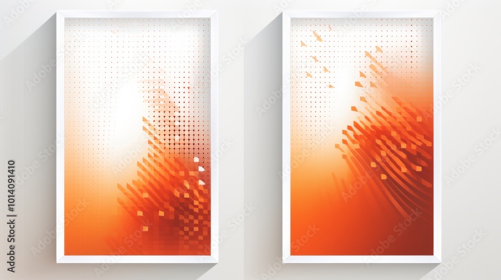 Aufkleber set of 2 frame abstract orange gradient poster background vector set. modern cover template with ora