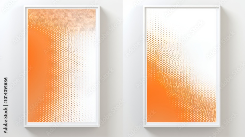 Aufkleber set of 2 frame abstract orange gradient poster background vector set. modern cover template with ora