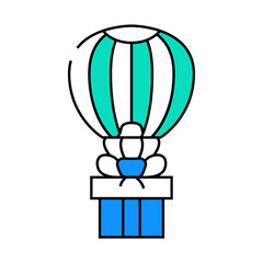 Obraz premium air balloon flying gift line icon vector. air balloon flying gift sign. isolated symbol illustration