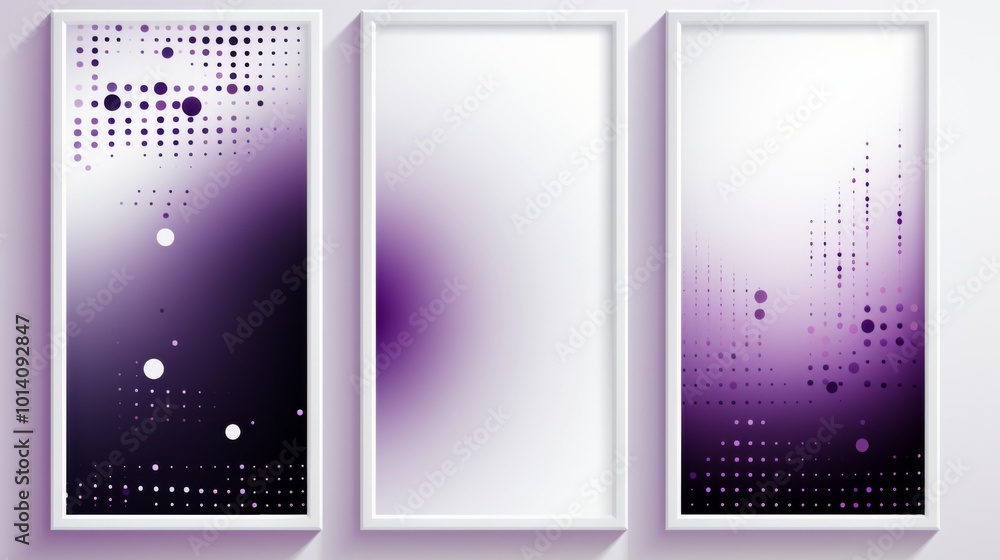 Poster set of 3 frame abstract violet gradient poster background vector set. modern cover template with vio