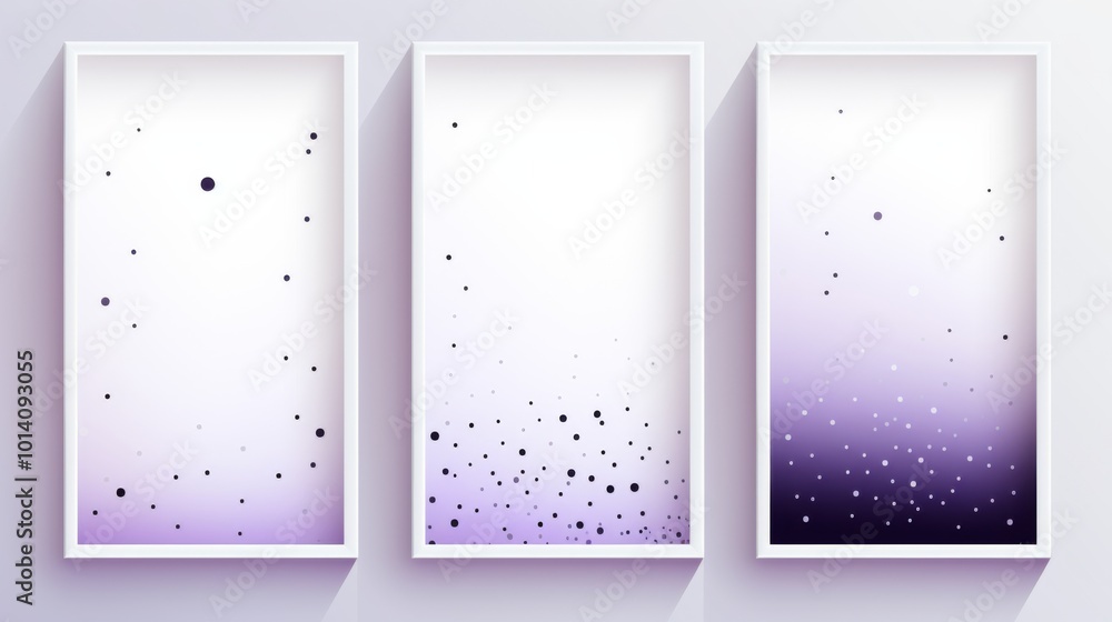 Poster set of 3 frame abstract violet gradient poster background vector set. modern cover template with vio