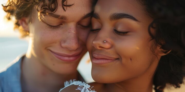 Couple celebrating their love through a wedding ceremony by the ocean, showcasing romance, happiness, and connection amidst a natural outdoor setting