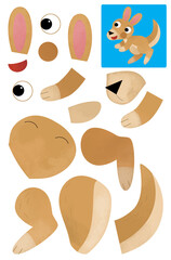 cartoon scene with character puzzle cutout educational exercise manual work with scissors australian animal kangaroo marsupial illustration for children cutout