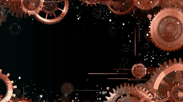 Black steampunk themed background. AI Generated