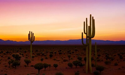 Desert sunset with saguaro cacti Modern office with an empty mon Video