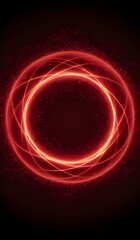 A ring of red neon energy waves on a dark background with magical sparks