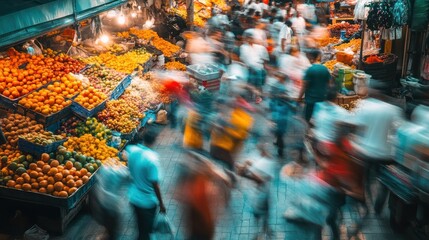 Fototapeta premium Busy Market in Motion