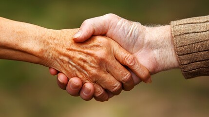 Young hand holding an elderly hand, symbolizing support and care