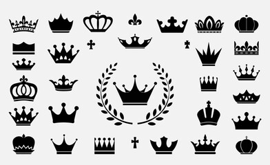 Set of crowns. It can be used to create coats of arms, coloring pages, as backgrounds, to create computer games...