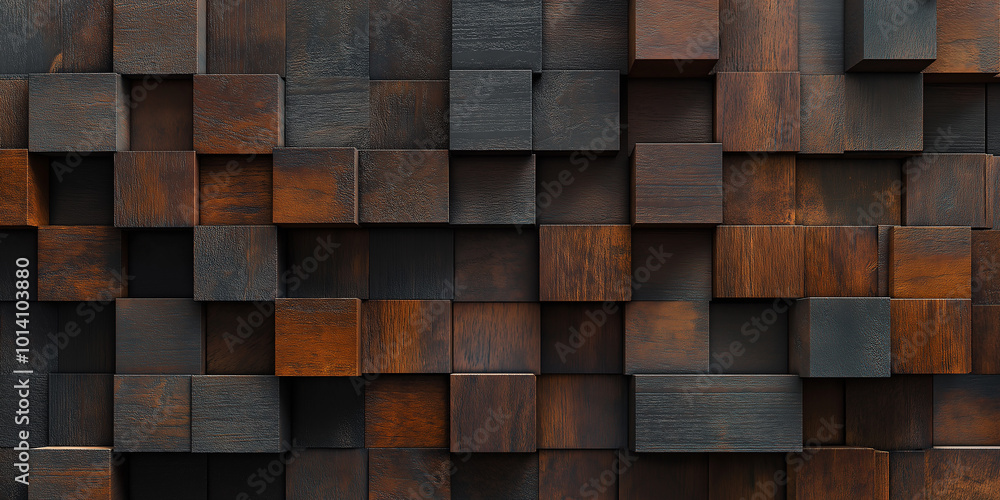 Poster abstract background forming by wooden cubes of different colors