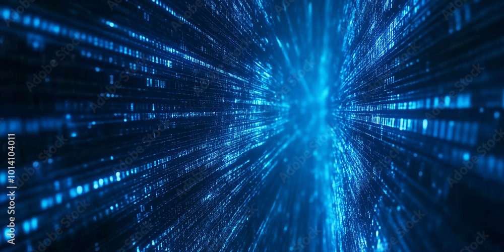 Poster digital data flowing through cyberspace at high speed