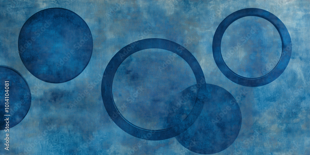 Poster Abstract background showing blue circles floating on textured blue background