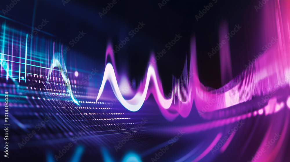 Wall mural abstract technology art futuristic background energy neon colors wave shape lines. place for text gr