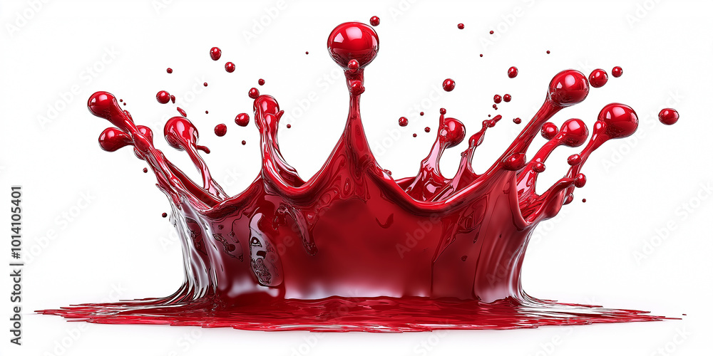 Poster red liquid splashing and forming a crown shape
