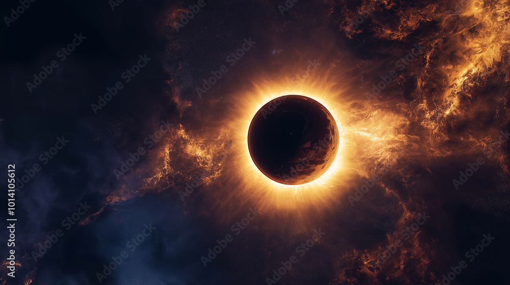 Poster total solar eclipse is creating a dramatic effect in the sky