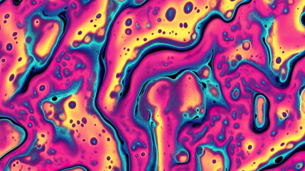 Vibrant abstract psychedelic pattern with flowing organic shapes and bright colors. AI-generated.