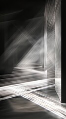 abstract light beams and shadows in dark room