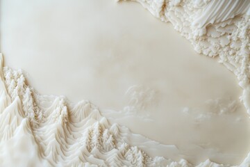 Intricate mountain landscape carved in soft ivory