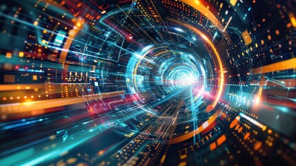 Obraz premium Futuristic Abstract Tunnel with Light Trails and Colors