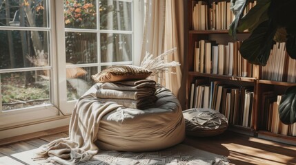Cozy Indoor Reading Nook with Natural Light