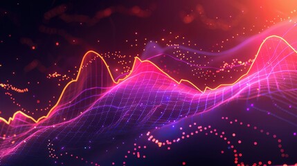 Fototapeta premium Vibrant Digital Waveforms and Data Patterns