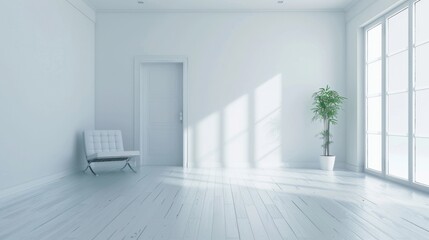 Fototapeta premium Minimalist Interior with Soft Light and Greenery