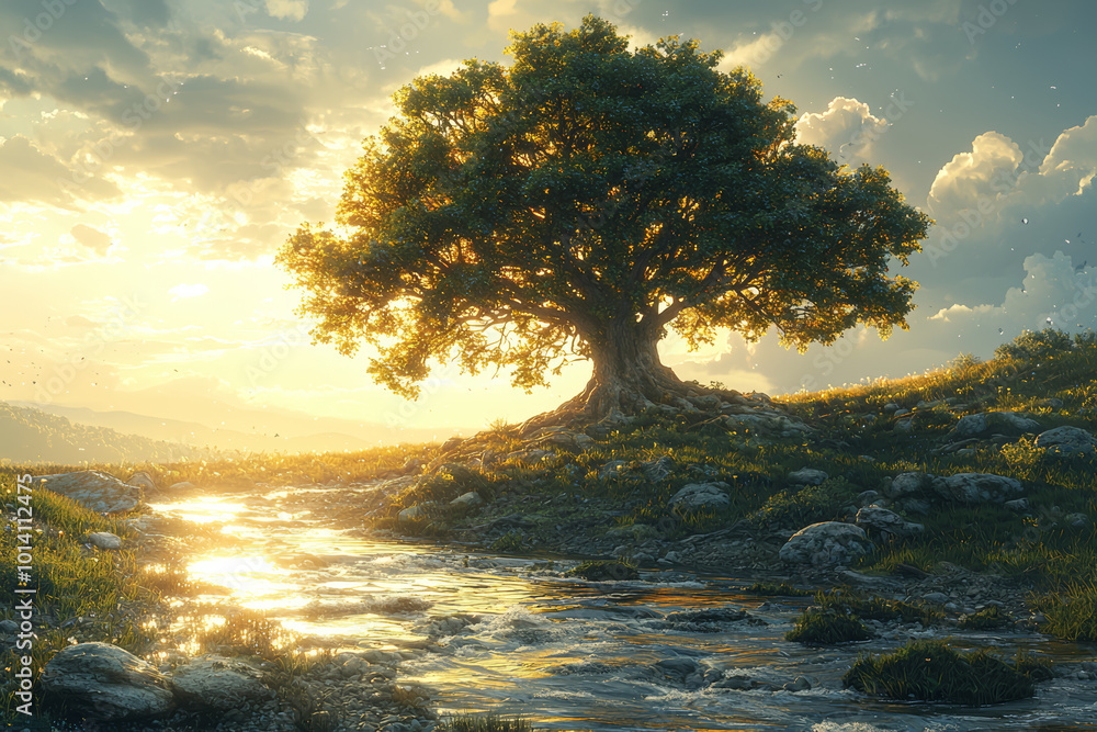 Aufkleber An artist using digital tools to create a surreal landscape, blending the real with the imagined. Concept of digital art.