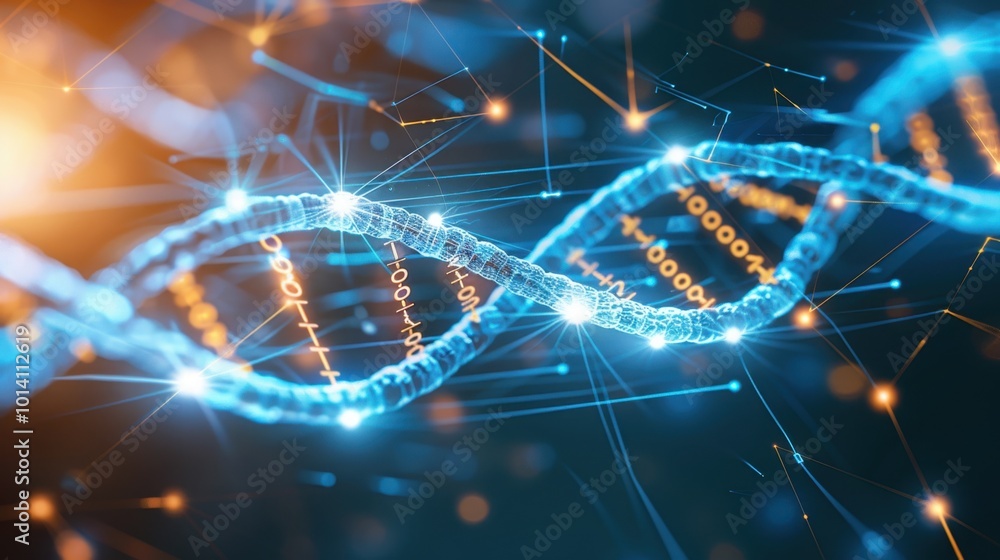 Poster digital representation of dna structure and data flow