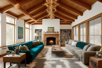 A living room featuring a cozy fireplace and a stylish couch for a warm atmosphere