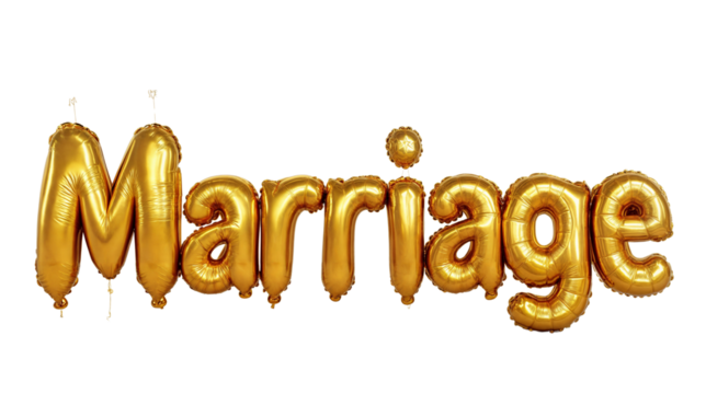 3d golden text written 'Marriage', png