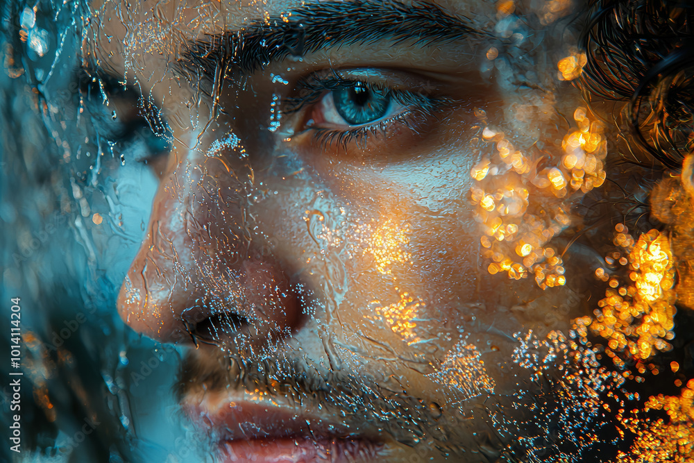 Poster a photographer using mirrors and reflections to create abstract portraits. concept of photography in