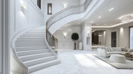 Obraz premium Modern Luxurious Staircase in a Grand Mansion