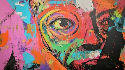 Abstract Portrait with Vibrant Colors and Bold Strokes